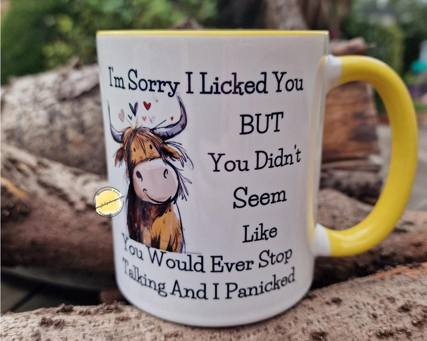 Funny Highland Cow Coffee Mug - “I Licked You, I Panicked”