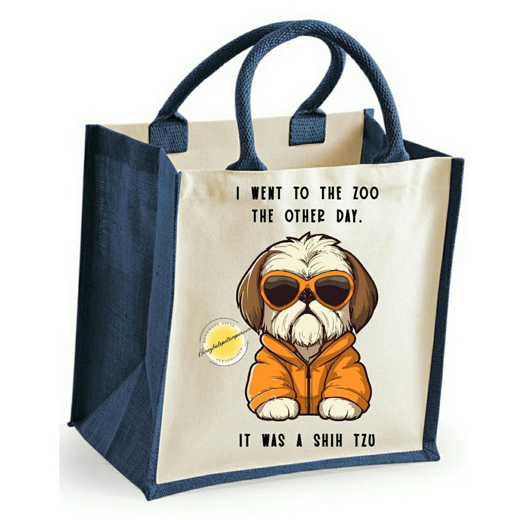 Shih Tzu Tote Bag: Funny Dog Lover Jute Handbag