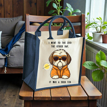 Shih Tzu Tote Bag: Funny Dog Lover Jute Handbag