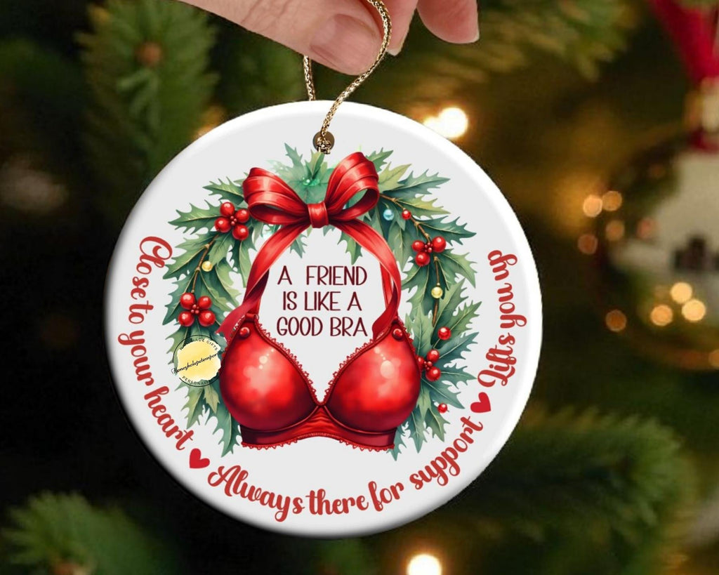 Funny Friendship Christmas Ornament | Bestie Bra Keepsake Gift
