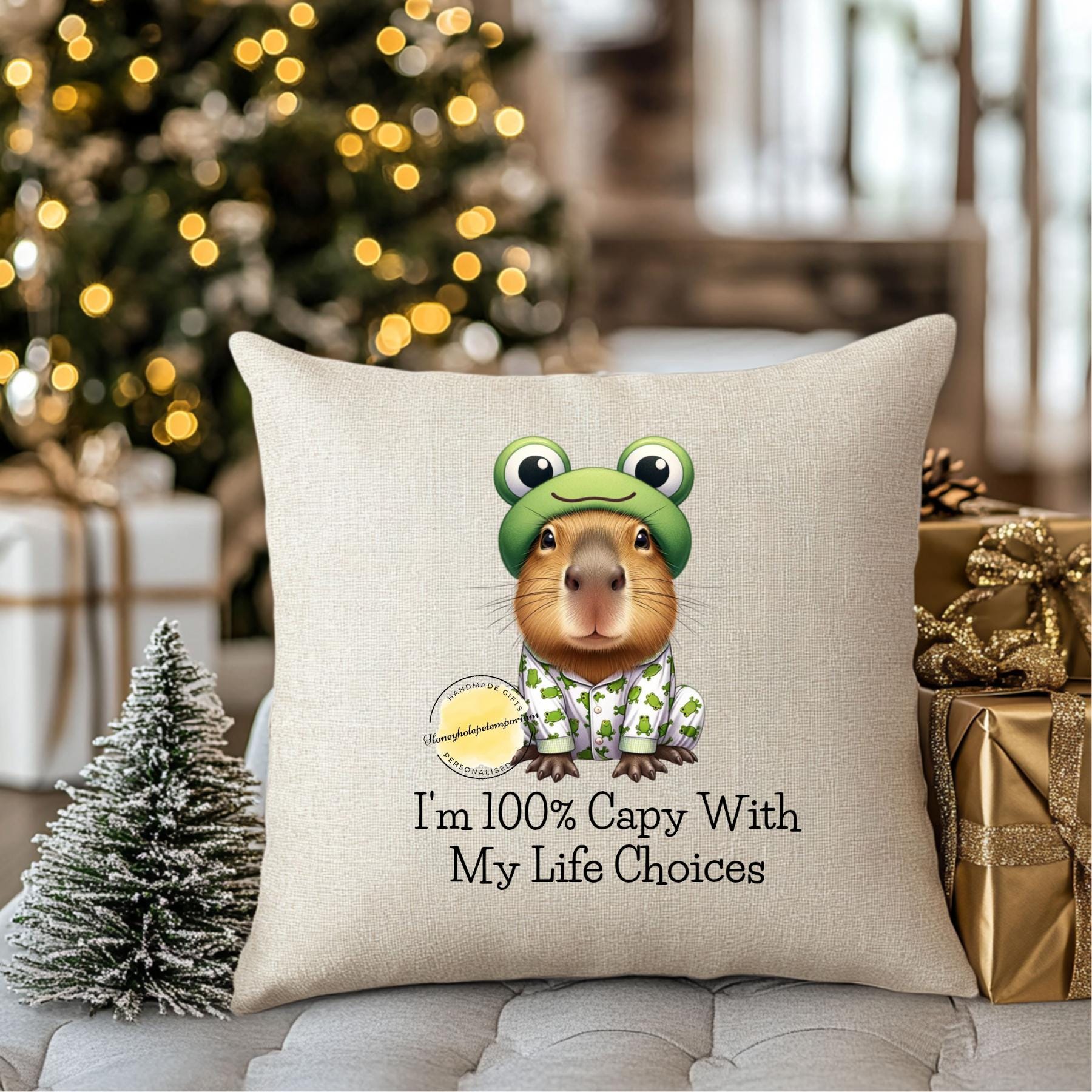 Capybara Frog Pajamas Throw Pillow – Funny Animal Lover Gift