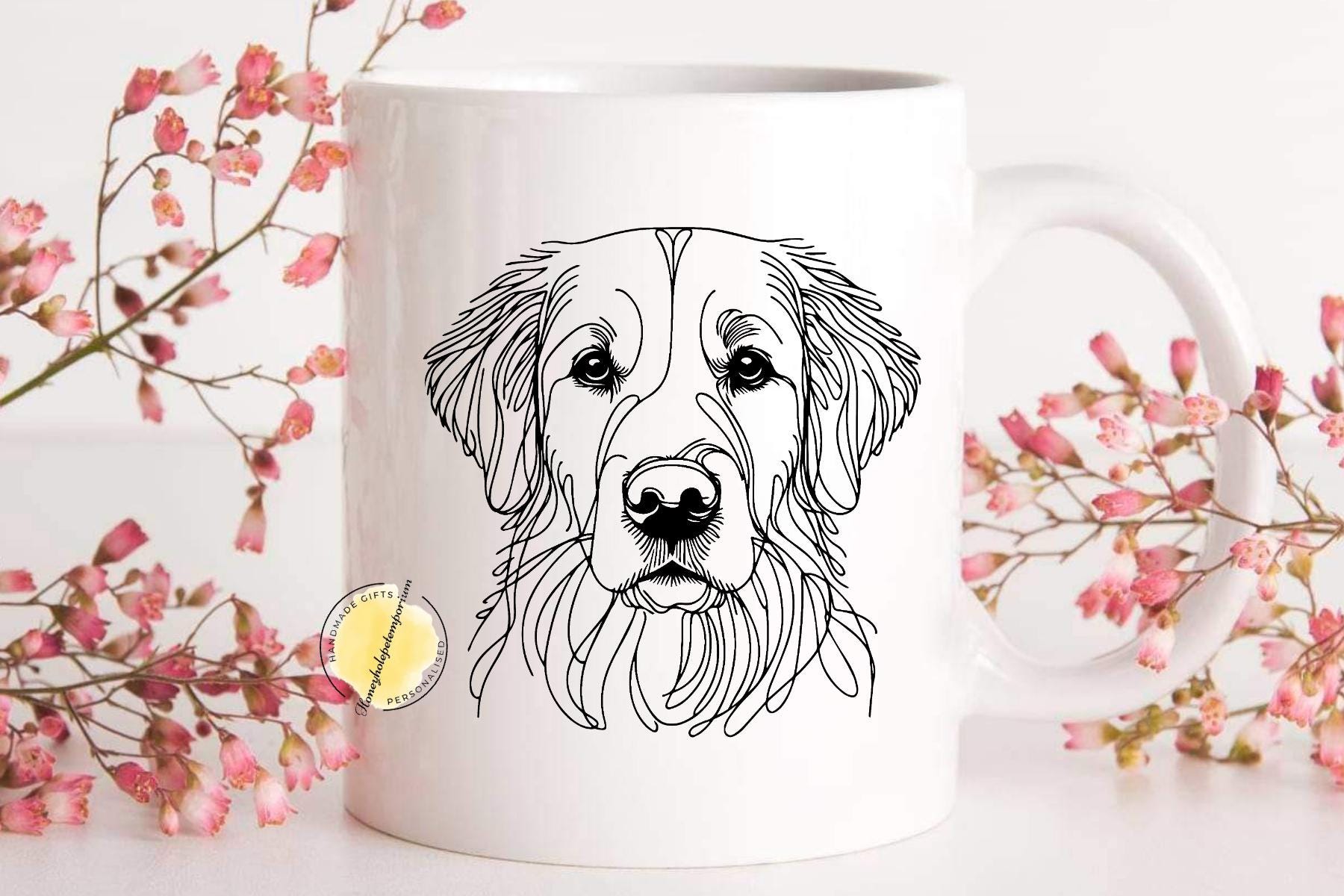 Golden Retriever Mug – Minimalist Line Art, Dog Lover Gift