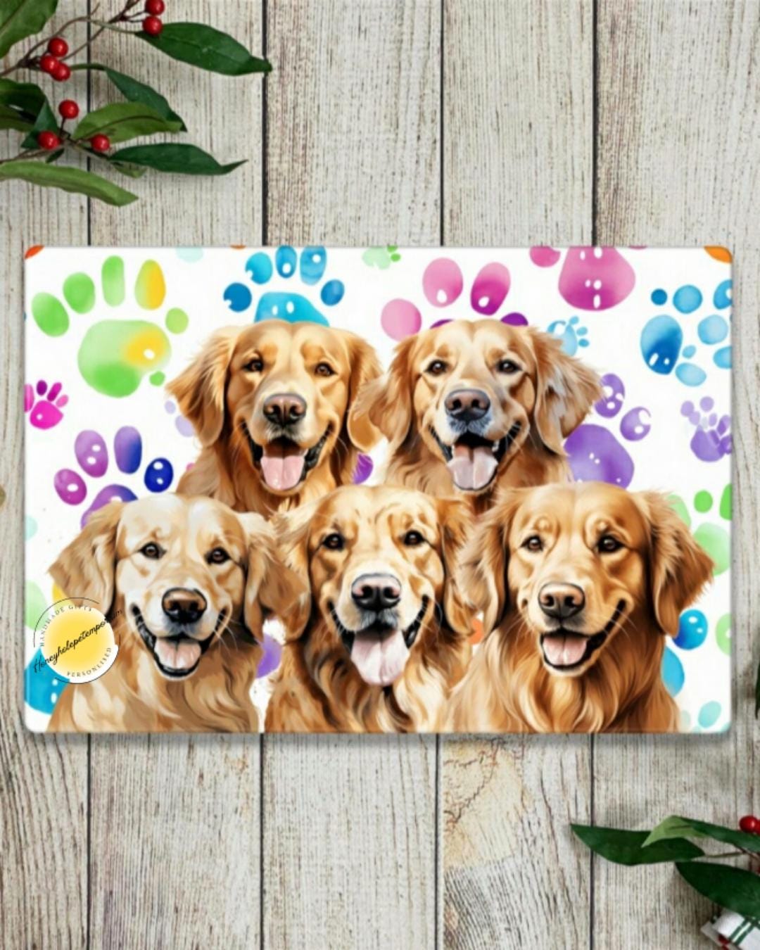 Golden Retriever Glass Chopping Board: Dog Lover Kitchen Decor