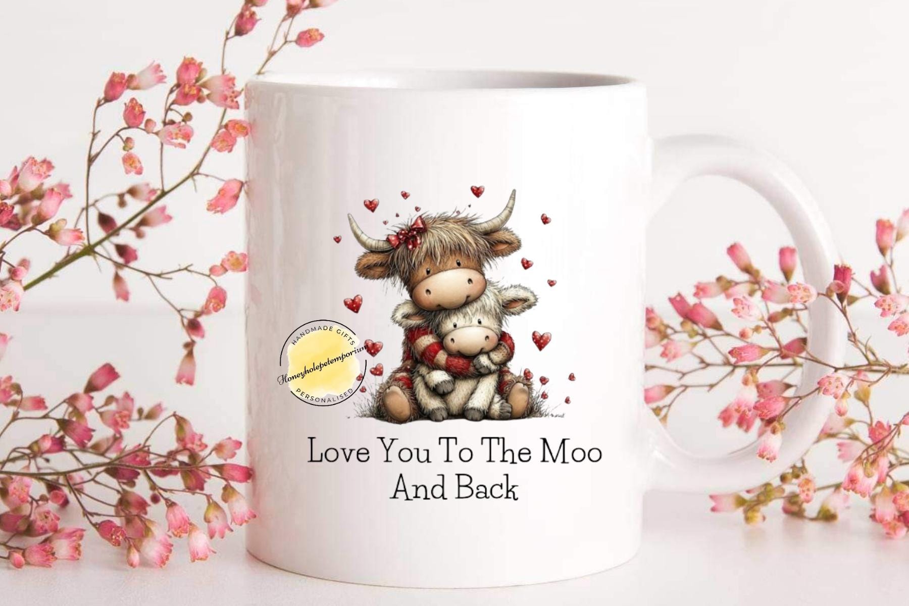 Highland Cow Couple Mug - Love You To The Moo, Farmhouse Valentine Gift