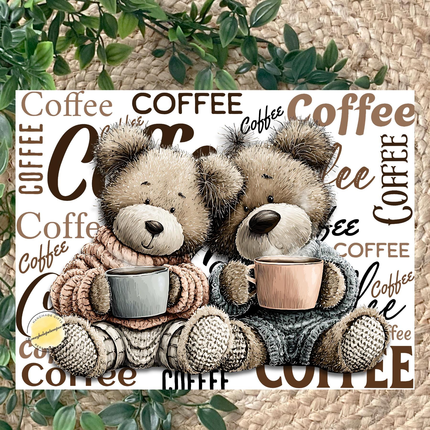 Coffee Teddy Bears Tempered Glass Chopping Board: Adorable Kitchen Decor