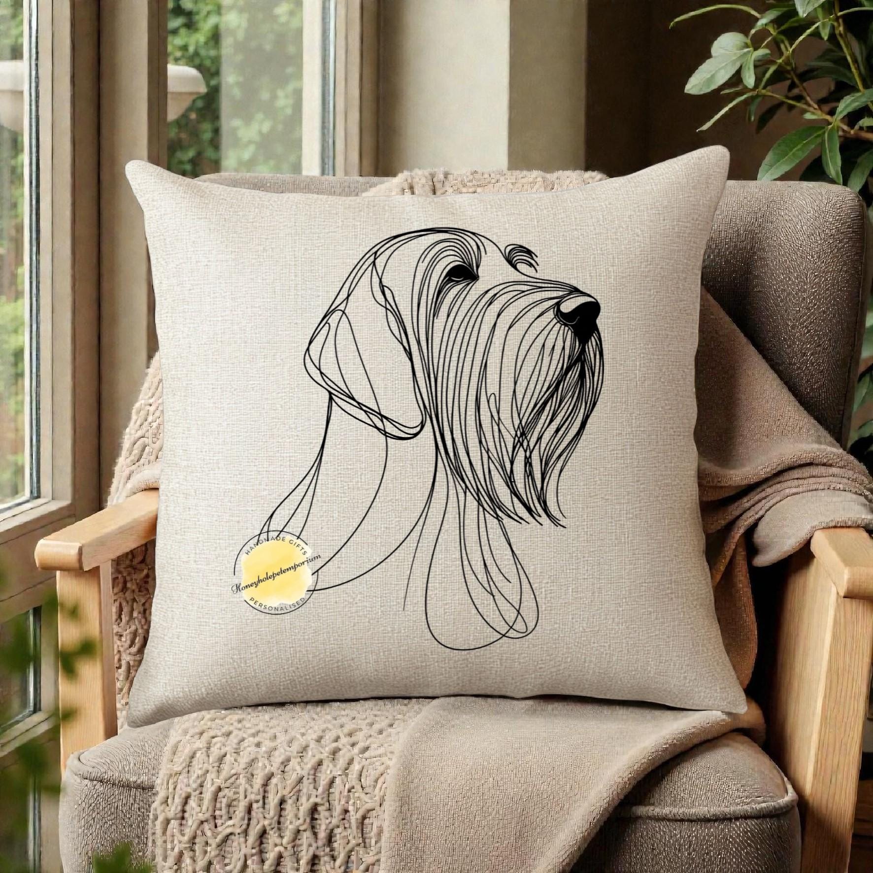 Italian Spinone Dog Scatter Cushion – Minimalist Line Art, Neutral Decor