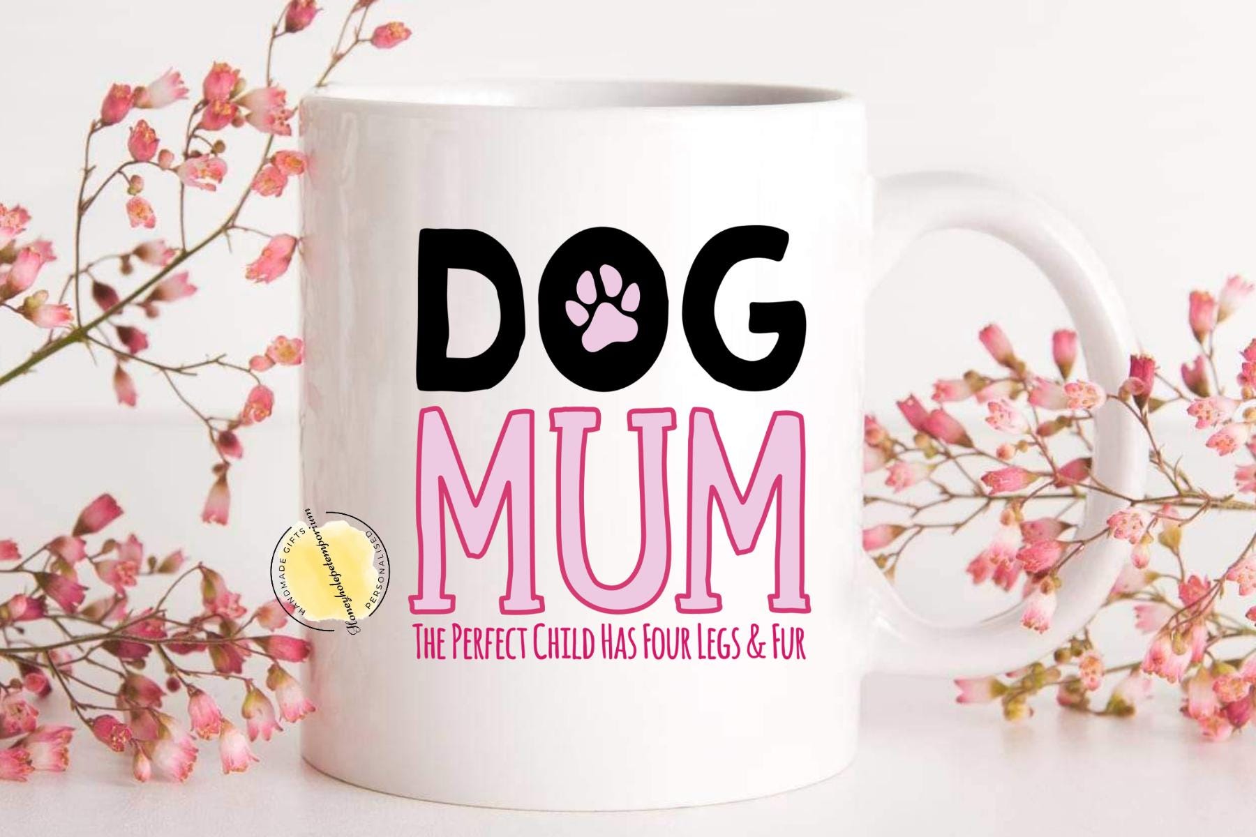 Dog Mum Mug, Funny Pet Lover Coffee Cup, Paw Print Gift