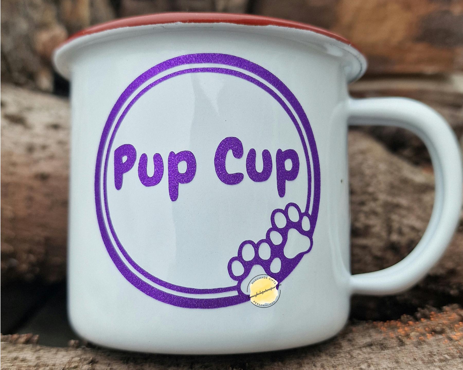Pup Cup Dog Mug: Enamel Puppuccino Mug for Small Dogs