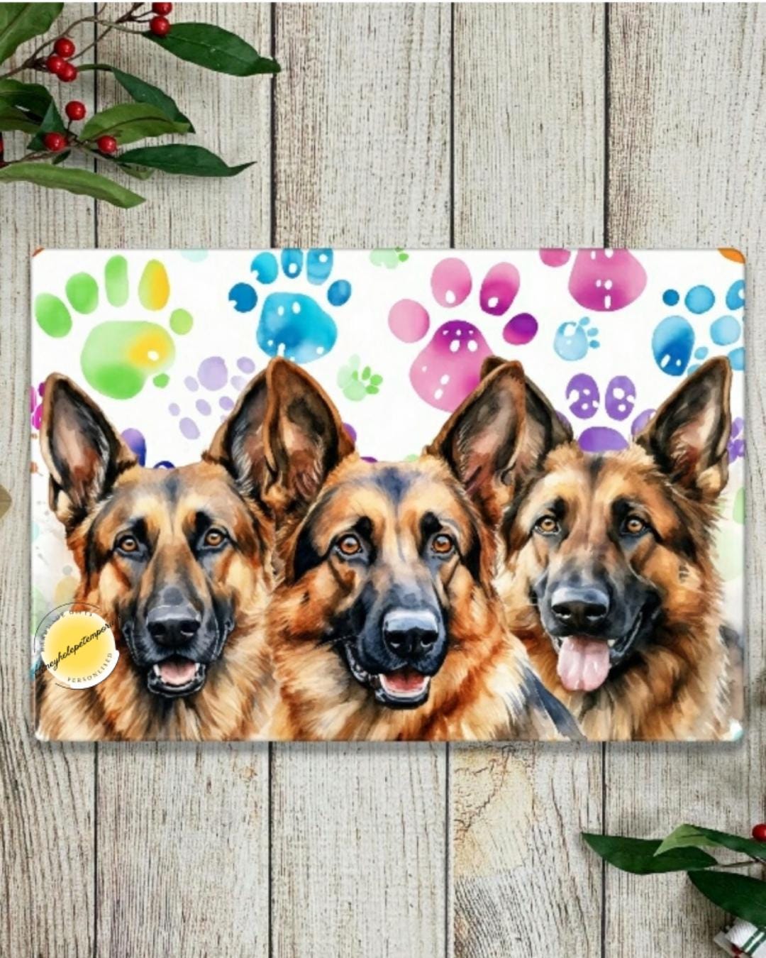 German Shepherd Glass Chopping Board: Dog Lover Kitchen Decor