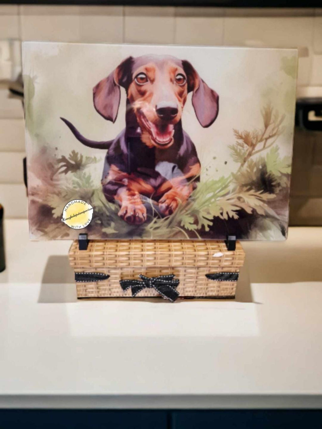 Dachshund Glass Chopping Board: Sausage Dog Kitchen Decor
