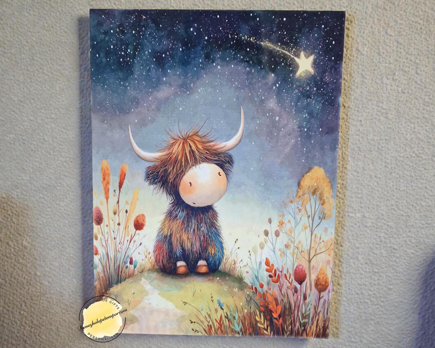 Highland Cow Metal Print, Whimsical Farmhouse Decor, 15x20 Aluminum Wall Art