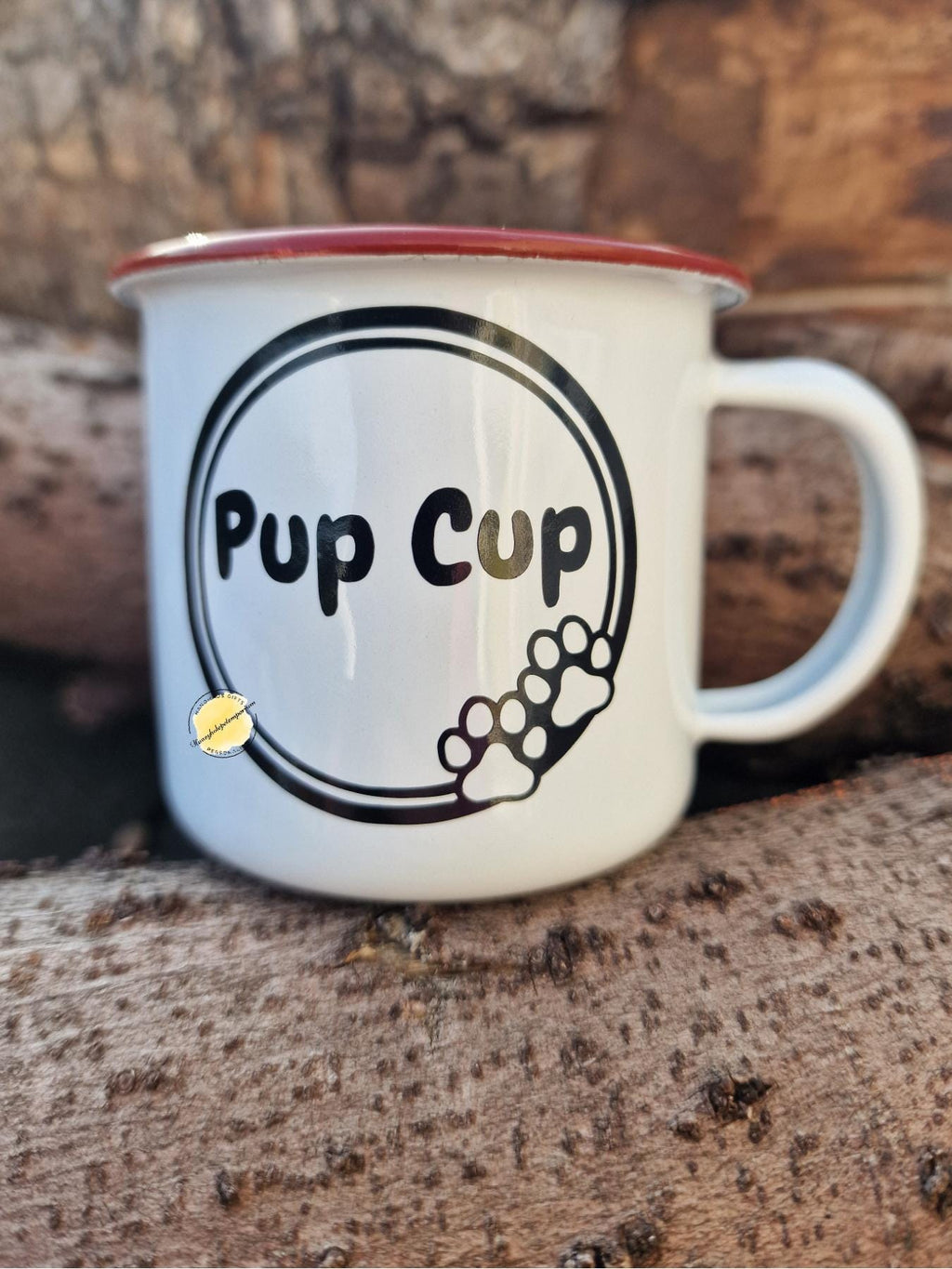 Pup Cup Dog Mug: Enamel Puppuccino Mug for Small Dogs