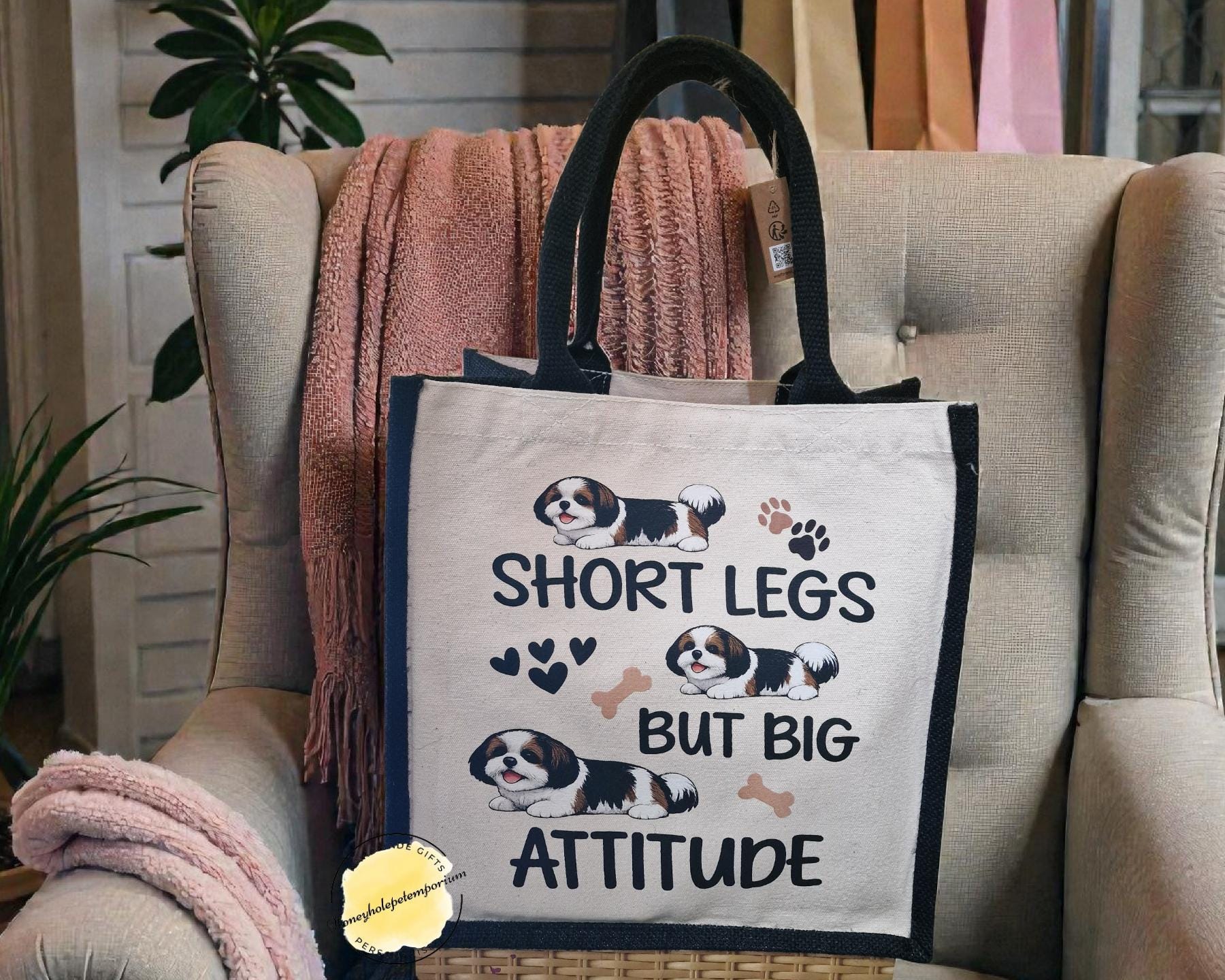 Shih Tzu Tote Bag – Short Legs Big Attitude, Dog Lover Gift.