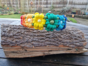 Flower Paracord Dog Collar: Beaded Biothane, Adjustable, Handmade