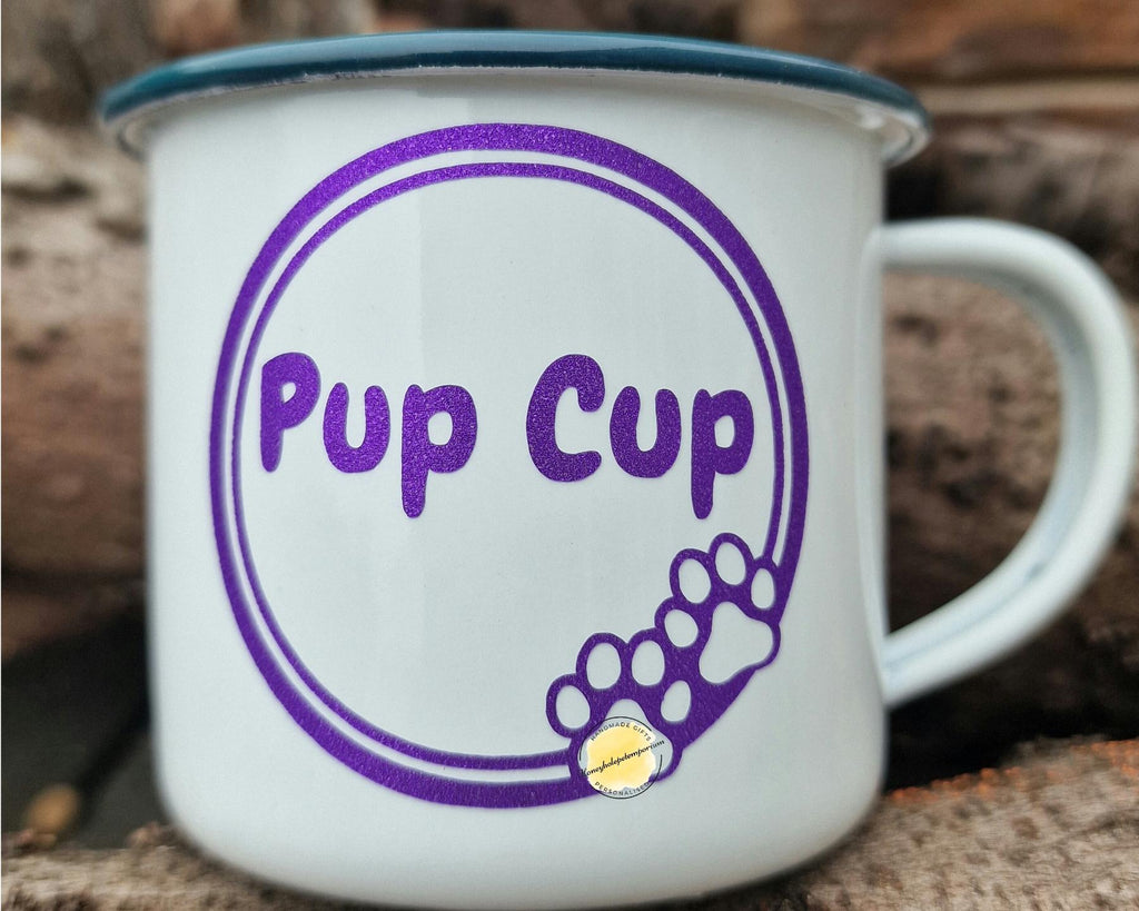 Pup Cup Dog Mug: Enamel Puppuccino Mug for Small Dogs