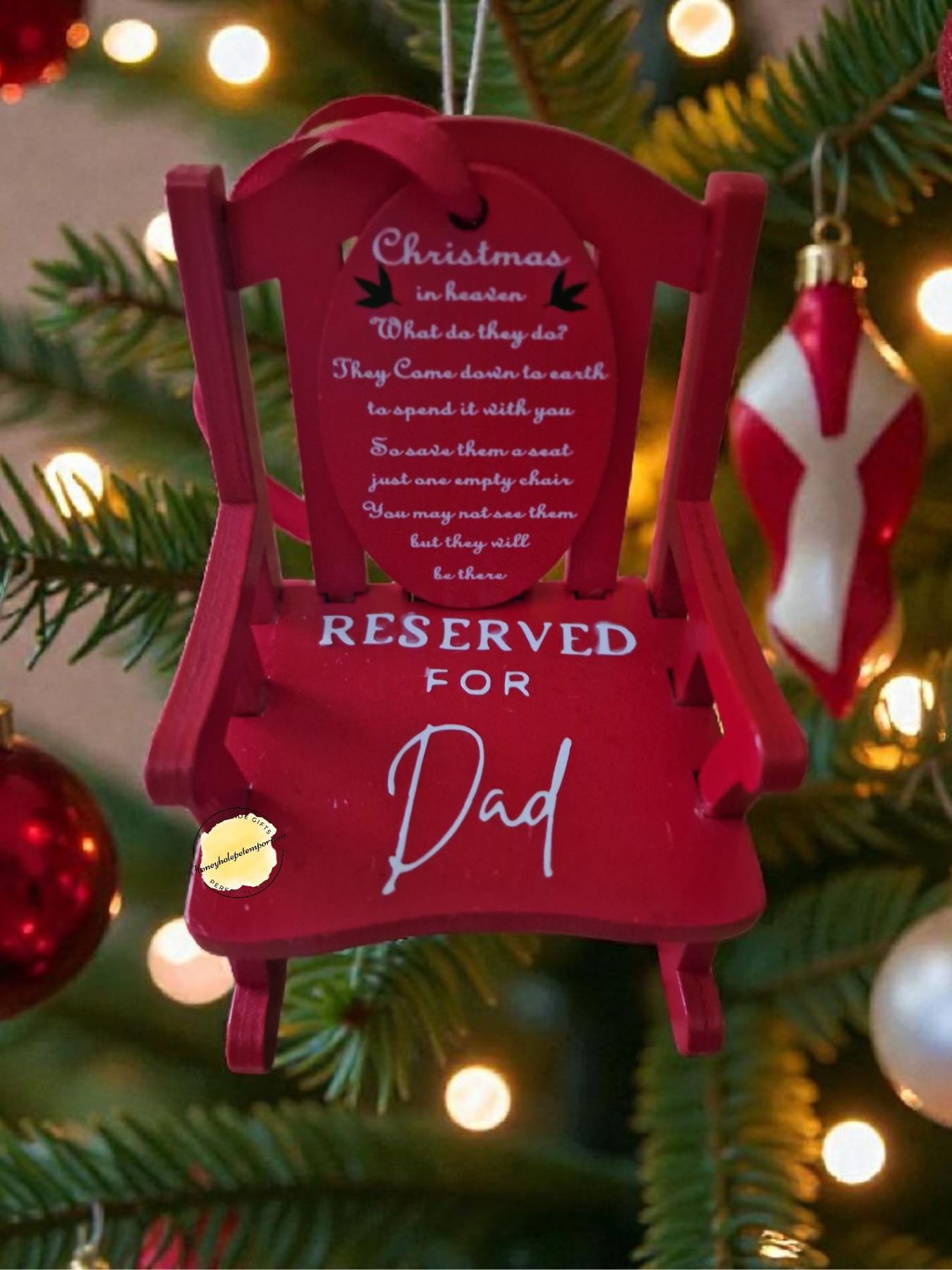 Memorial Red Rocking Chair Christmas Ornament – Reserved for Mum Keepsake