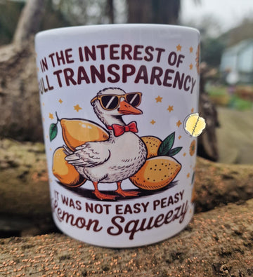 Funny Duck Lemon Mug – “Not Easy Peasy Lemon Squeezy” Sarcastic Humour Novelty Gift