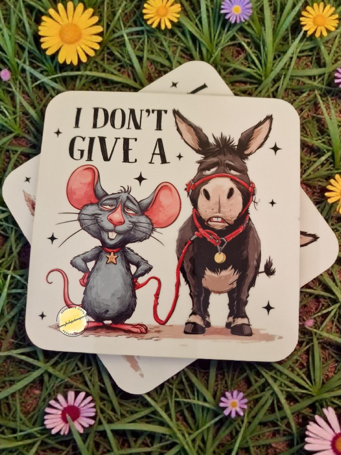 Funny Mouse and Donkey Coaster – Sarcastic Animal Humor Gift