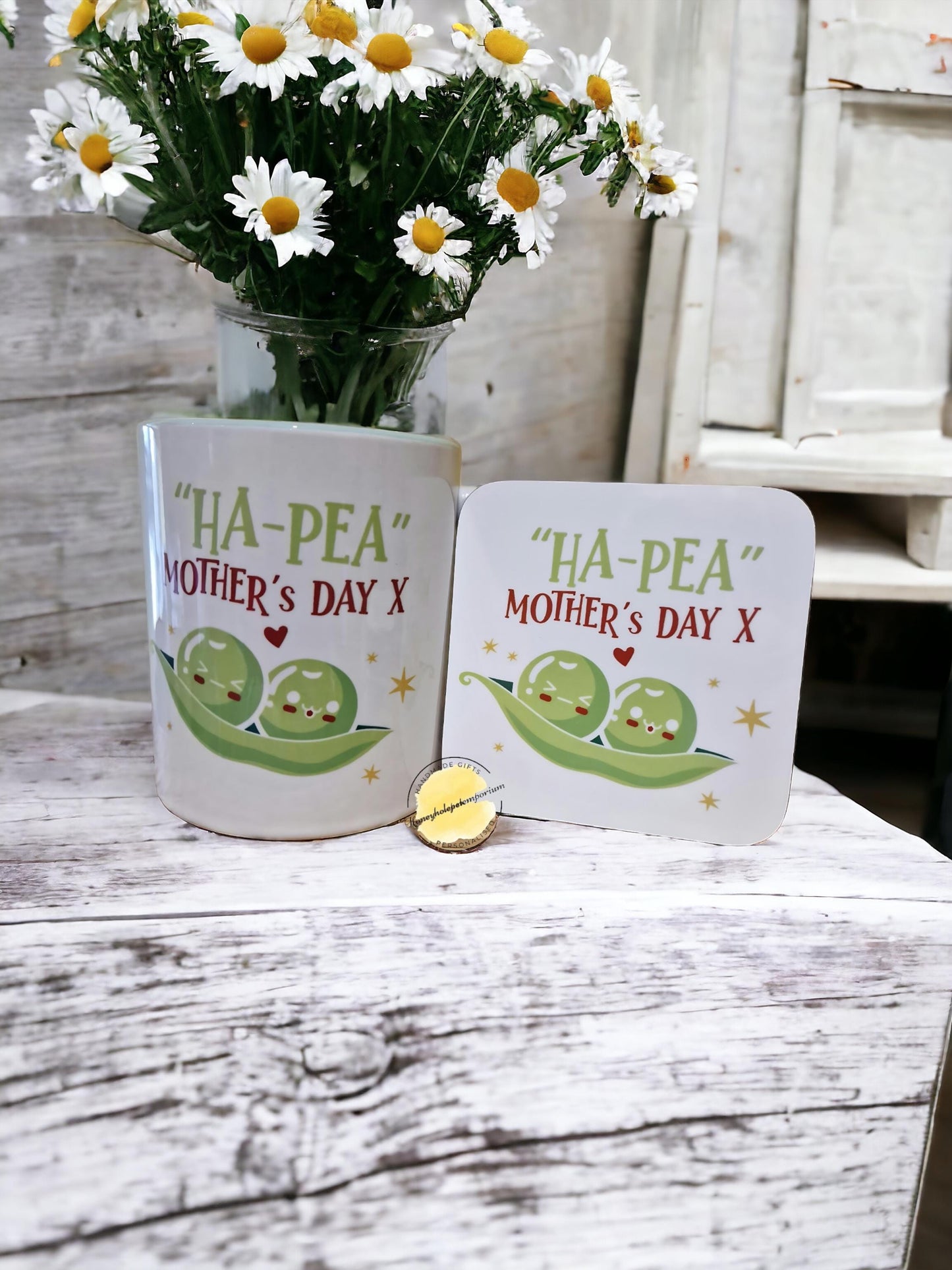 Ha-Pea Mother's Day Mug and Coaster Set – Peas in a Pod Gift