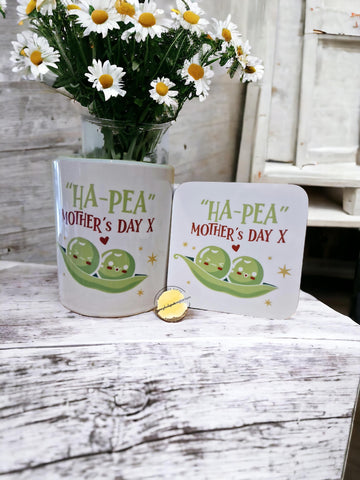 Ha-Pea Mother's Day Mug and Coaster Set – Peas in a Pod Gift