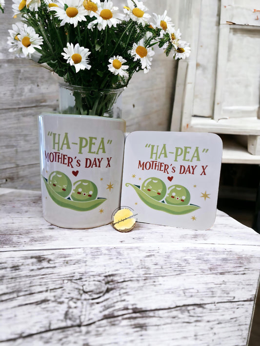 Ha-Pea Mother's Day Mug and Coaster Set – Peas in a Pod Gift