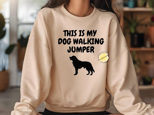 Golden Retriever Dog Walking Sweatshirt: Cozy Crewneck Jumper
