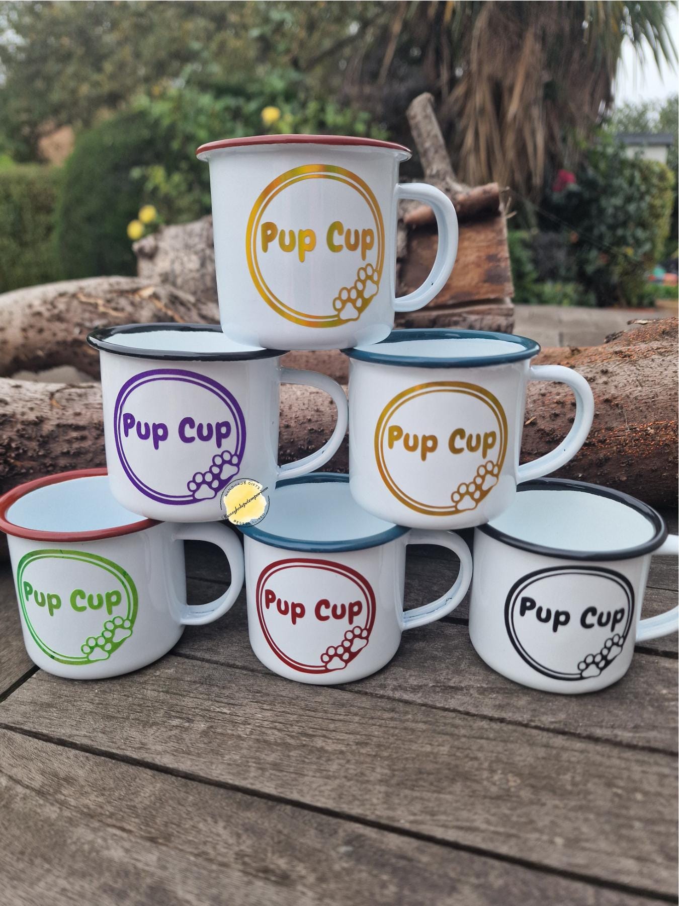 Pup Cup Dog Mug: Enamel Puppuccino Mug for Small Dogs
