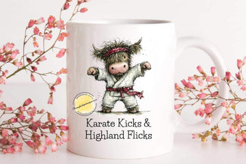 Highland Cow Karate Mug – Funny Martial Arts Gift