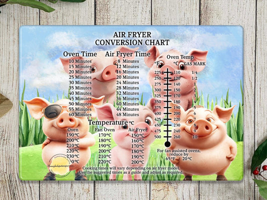 Pig Air Fryer Conversion Chart Tempered Glass Chopping Board