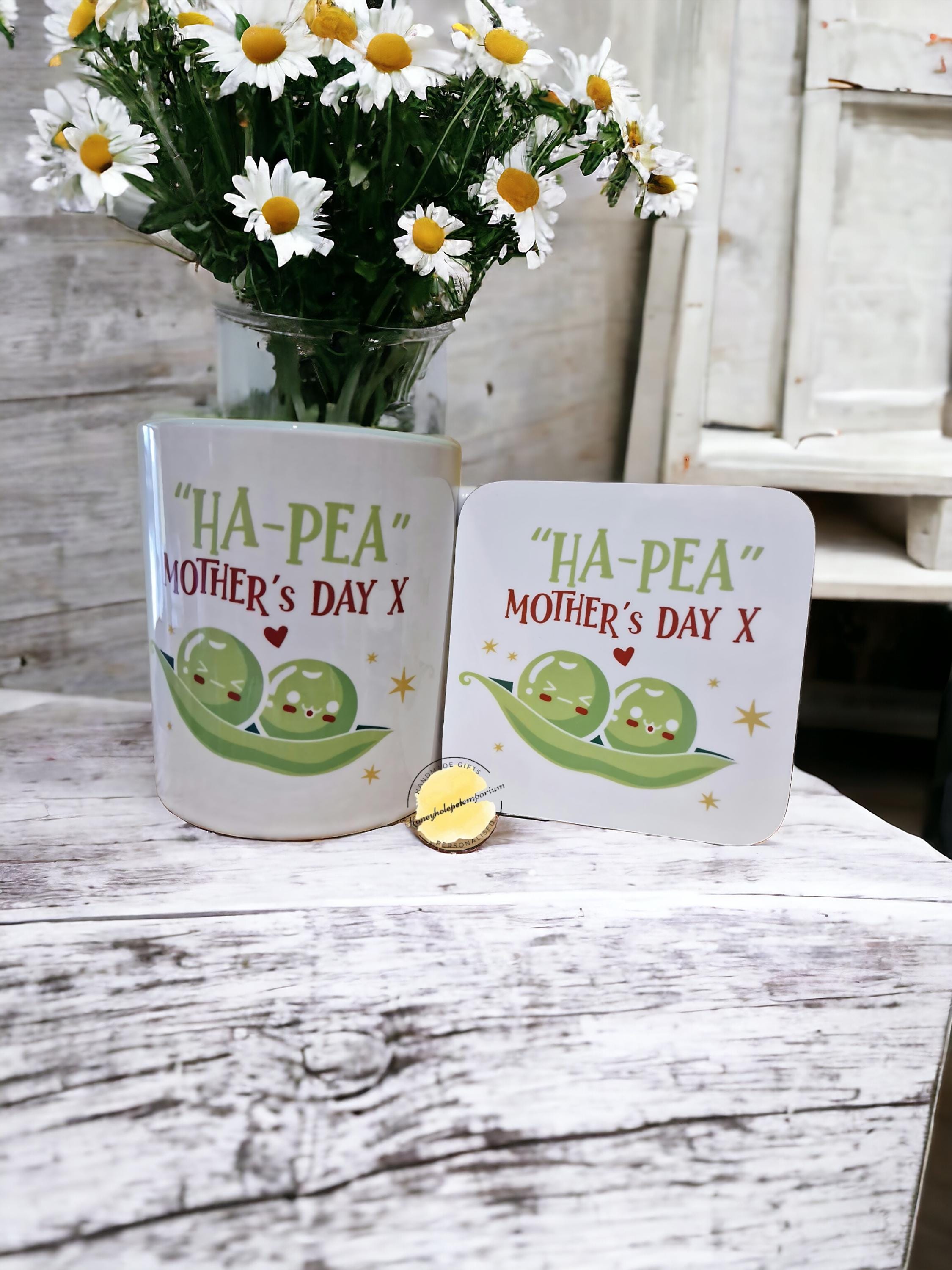 Ha-Pea Mother's Day Mug and Coaster Set – Peas in a Pod Gift