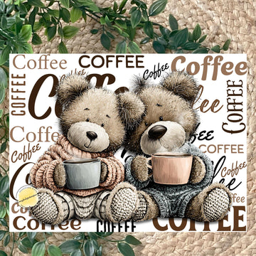 Coffee Teddy Bears Tempered Glass Chopping Board: Adorable Kitchen Decor