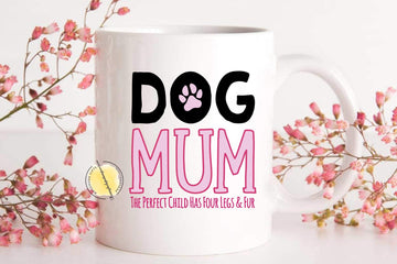 Dog Mum Mug, Funny Pet Lover Coffee Cup, Paw Print Gift