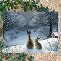 Christmas Hare Glass Chopping Board: Winter Woodland Kitchen Decor