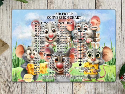 Rat Air Fryer Conversion Chart: Tempered Glass Cutting Board