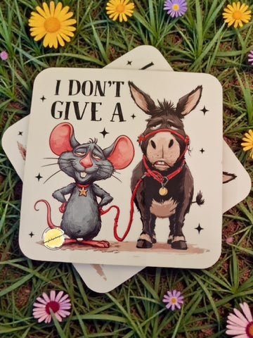 Funny Mouse and Donkey Coaster – Sarcastic Animal Humor Gift