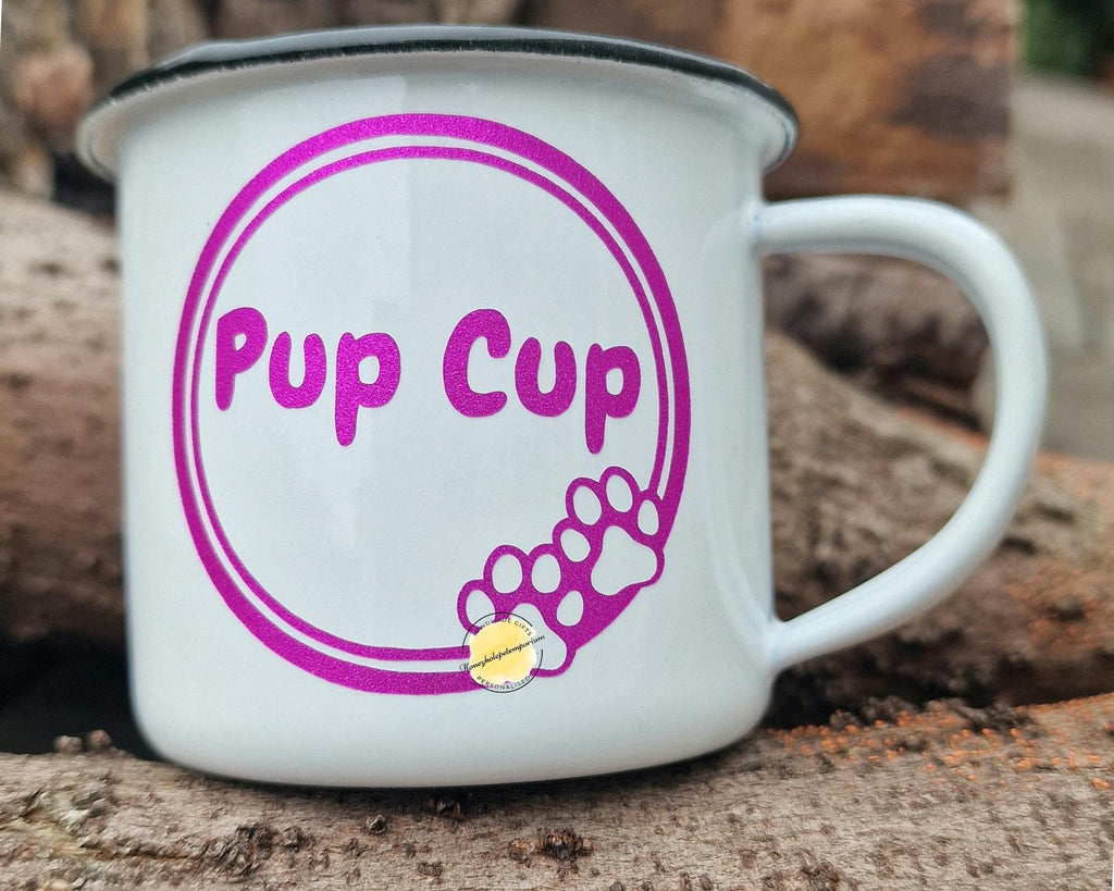 Pup Cup Dog Mug: Enamel Puppuccino Mug for Small Dogs