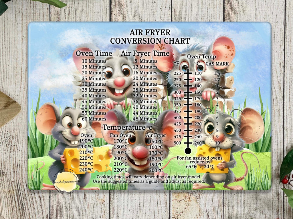 Rat Air Fryer Conversion Chart: Tempered Glass Cutting Board