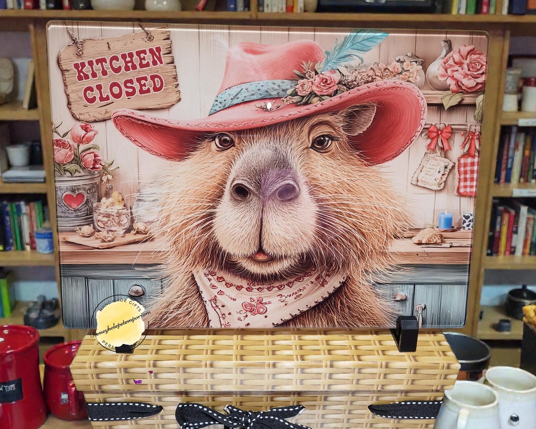 Capybara Kitchen Glass Chopping Board | Funny Farmhouse Decor