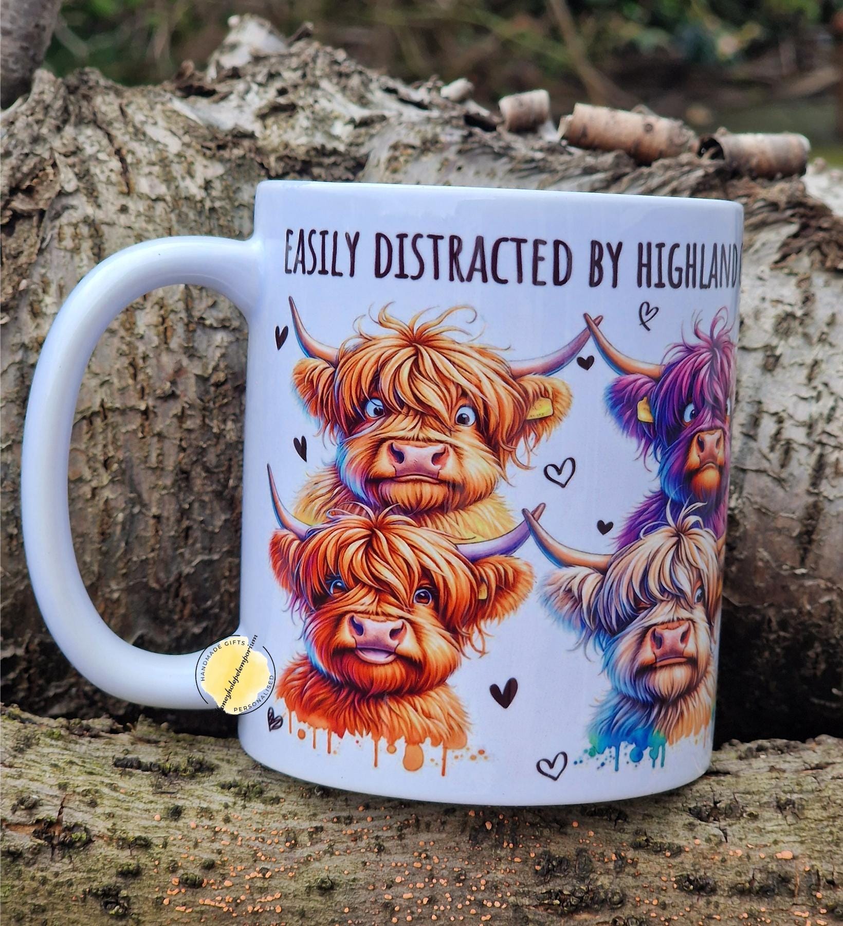 Highland Cow Mug – Colourful Scottish Coo Coffee Cup, Farmhouse Gift