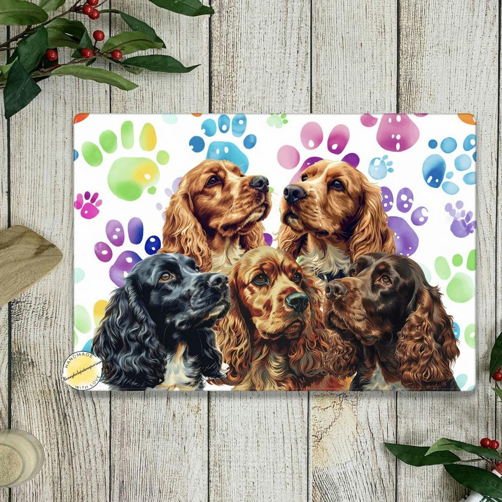 Cocker Spaniel Glass Chopping Board: Tempered Glass Worktop Saver
