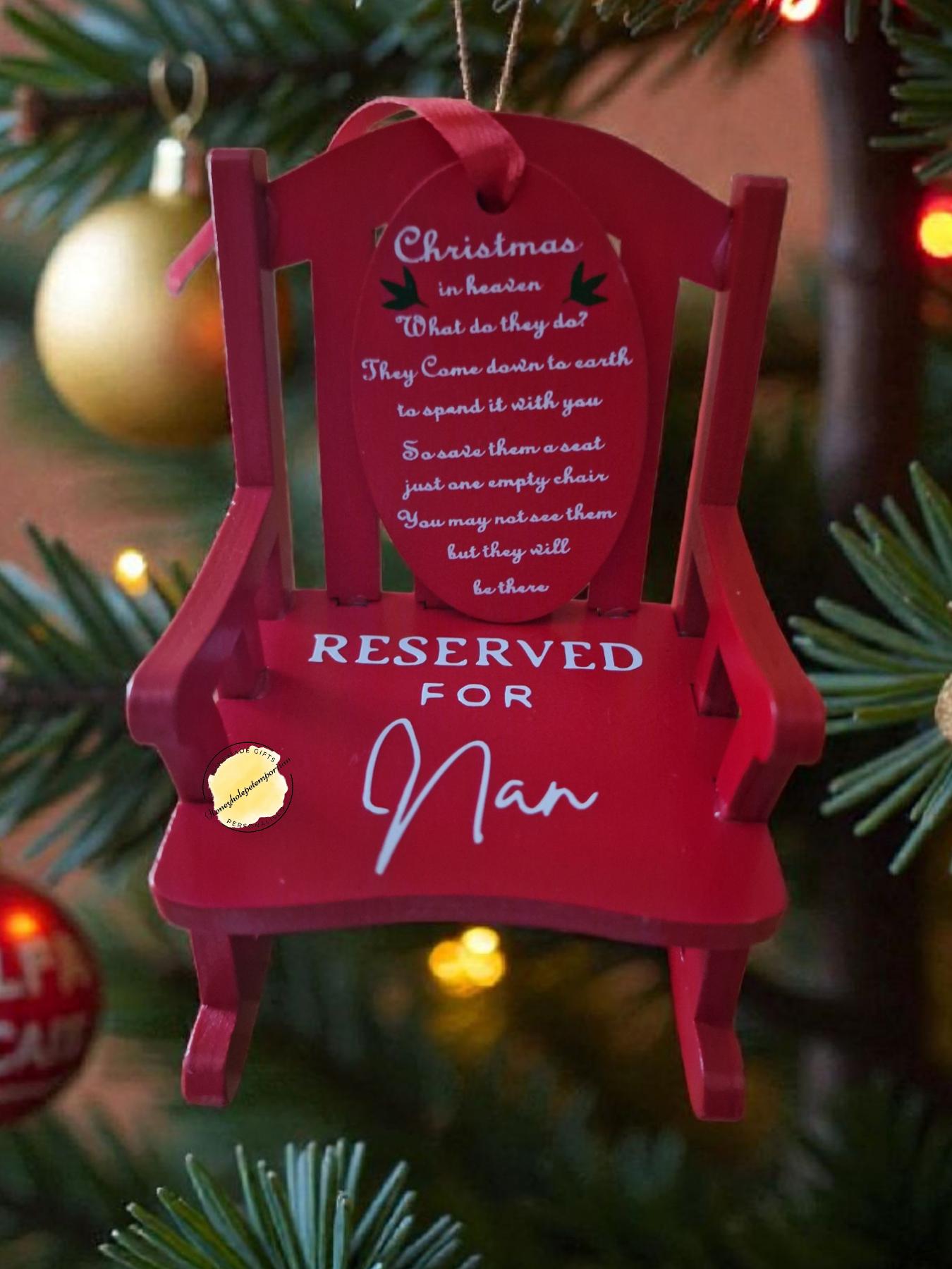 Memorial Red Rocking Chair Christmas Ornament – Reserved for Mum Keepsake