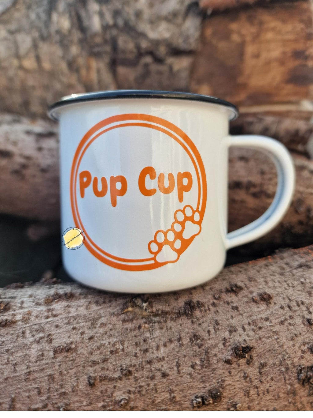 Pup Cup Dog Mug: Enamel Puppuccino Mug for Small Dogs