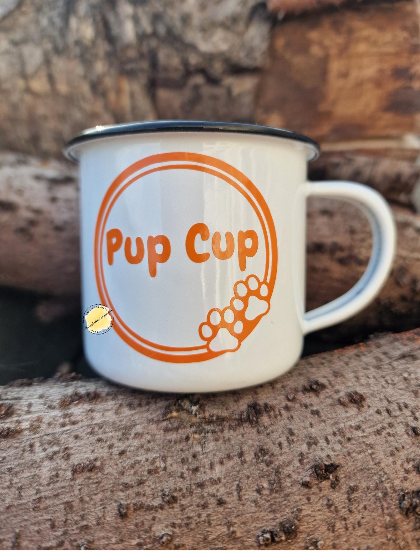 Pup Cup Dog Mug: Enamel Puppuccino Mug for Small Dogs