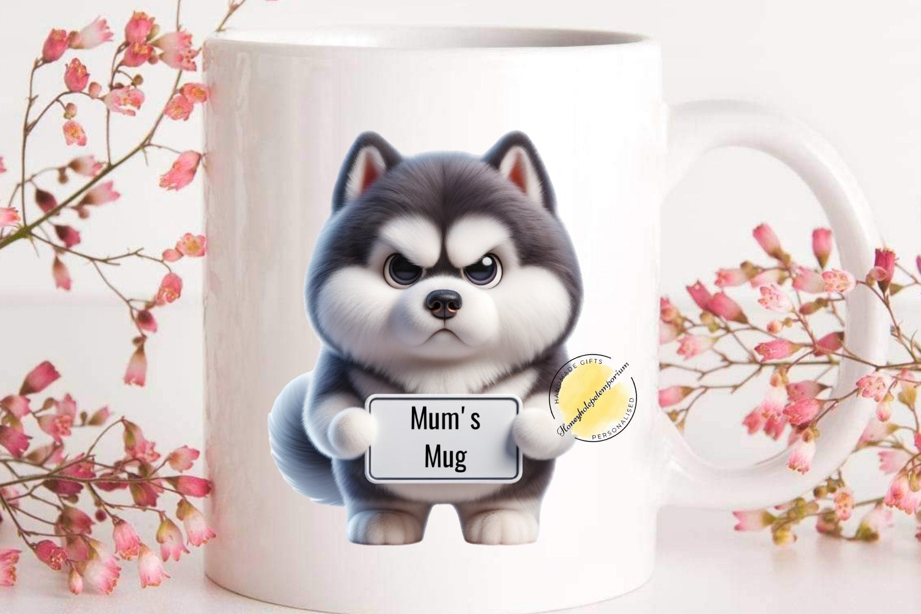 Funny Husky Mum Mug: Dog Lover Gift, Handmade Ceramic Mug