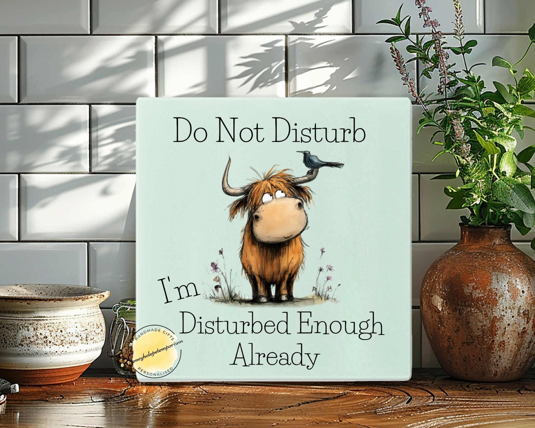 Funny Highland Cow Glass Chopping Board – Quirky Kitchen Decor