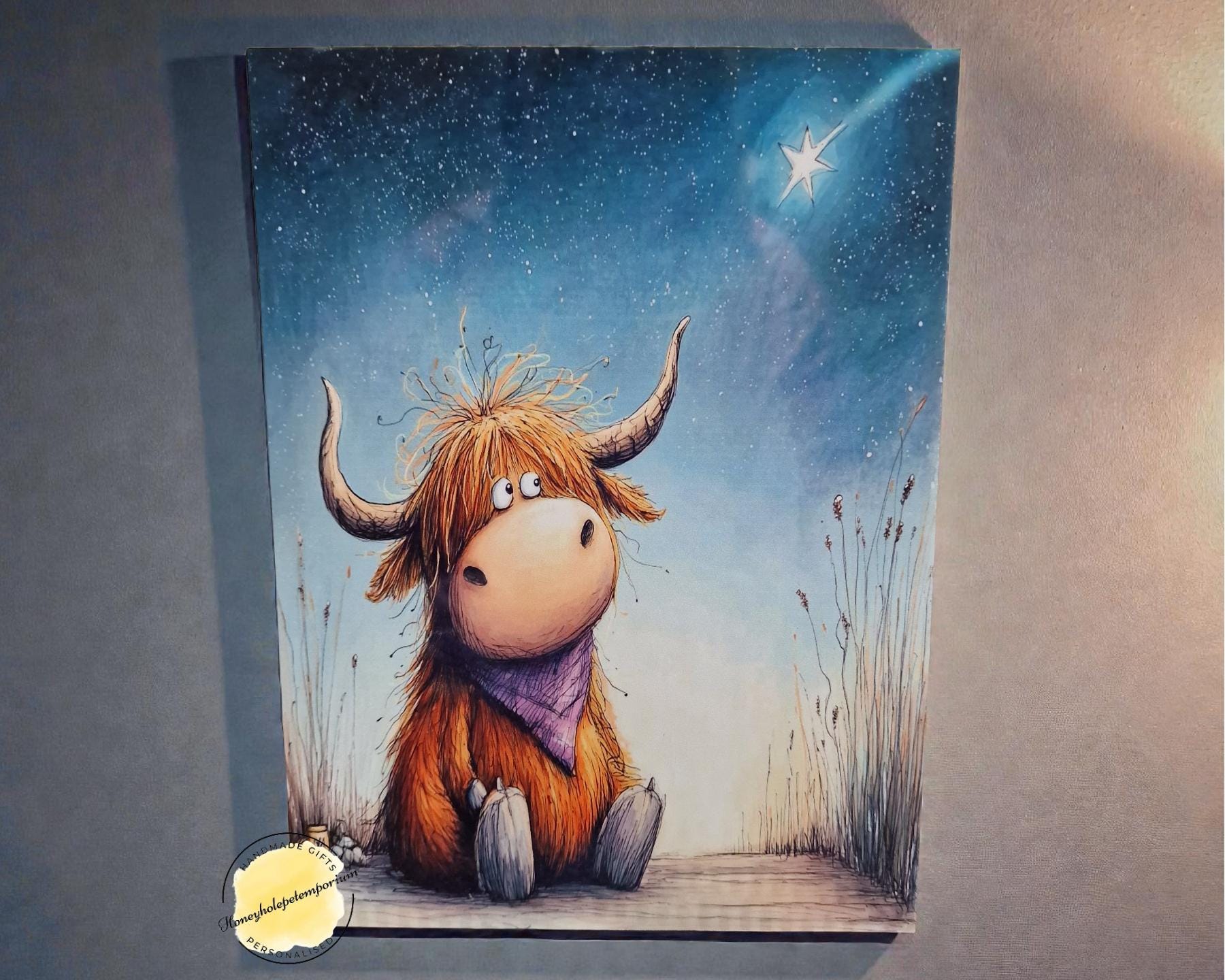 Highland Cow Metal Print, Whimsical Farmhouse Decor, 15x20 Aluminum Wall Art