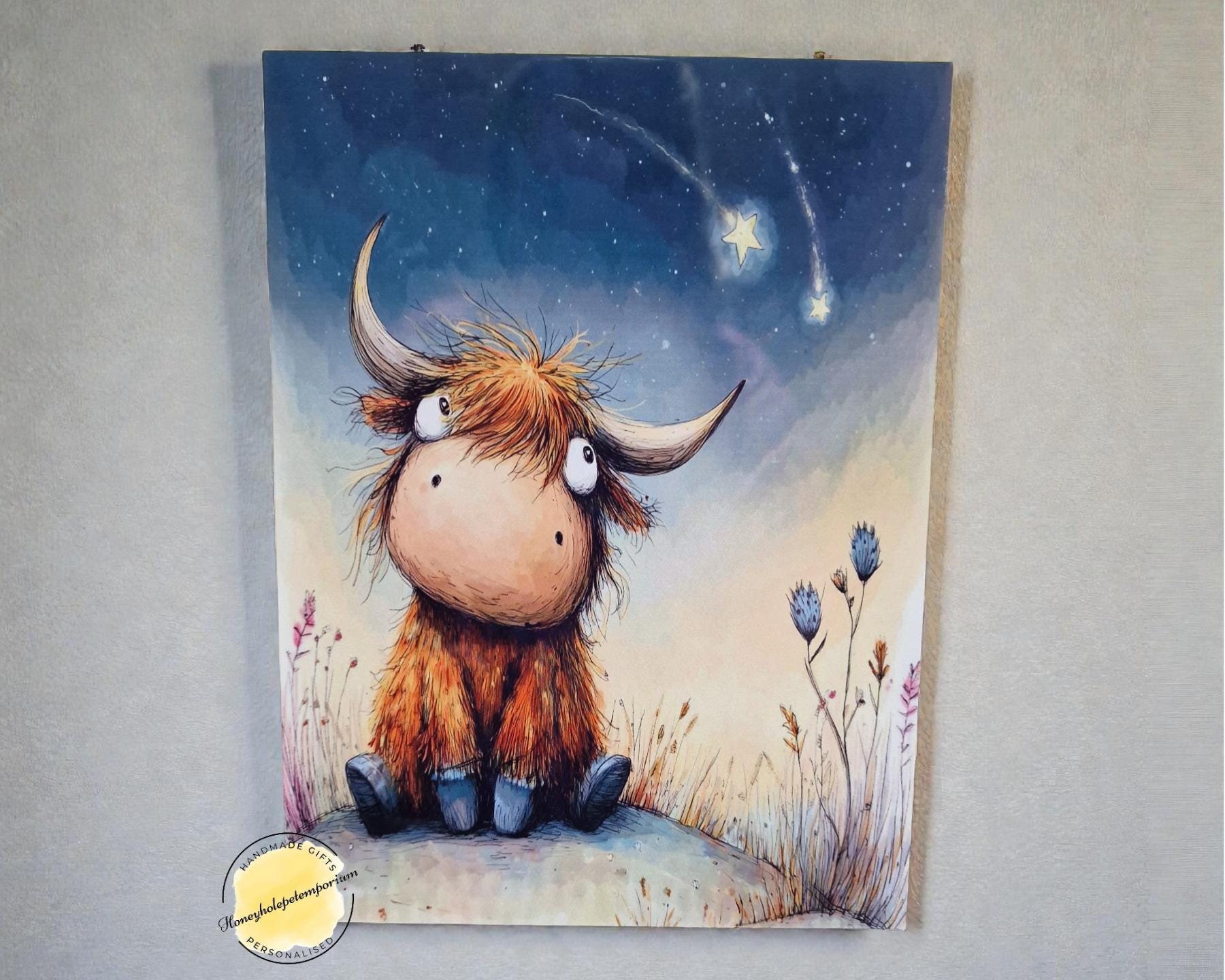 Highland Cow Metal Print, Whimsical Farmhouse Decor, 15x20 Aluminum Wall Art
