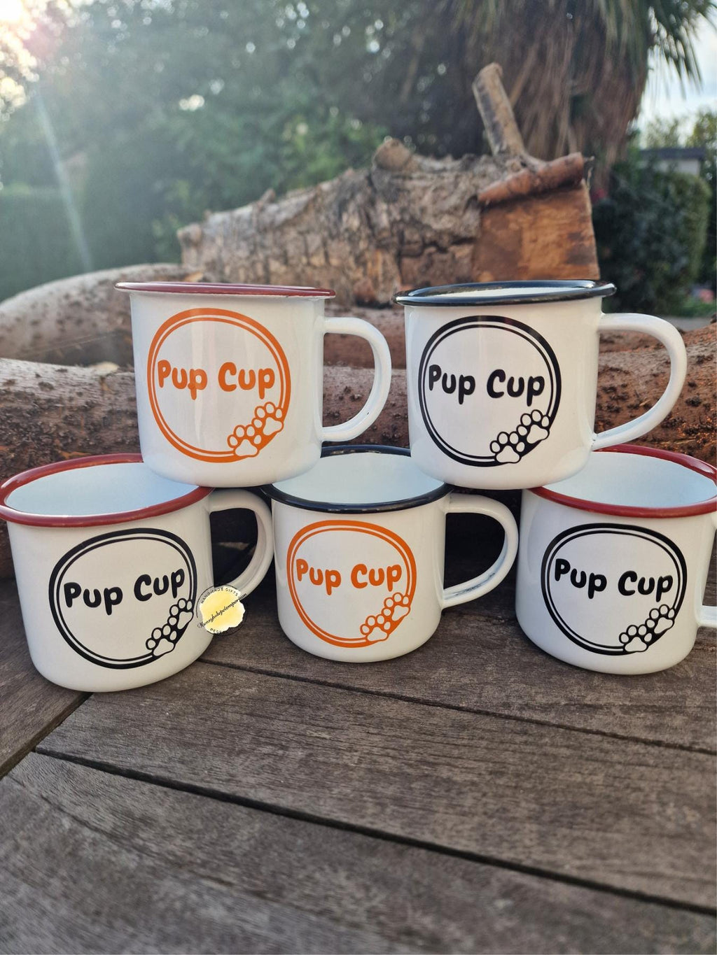 Pup Cup Dog Mug: Enamel Puppuccino Mug for Small Dogs