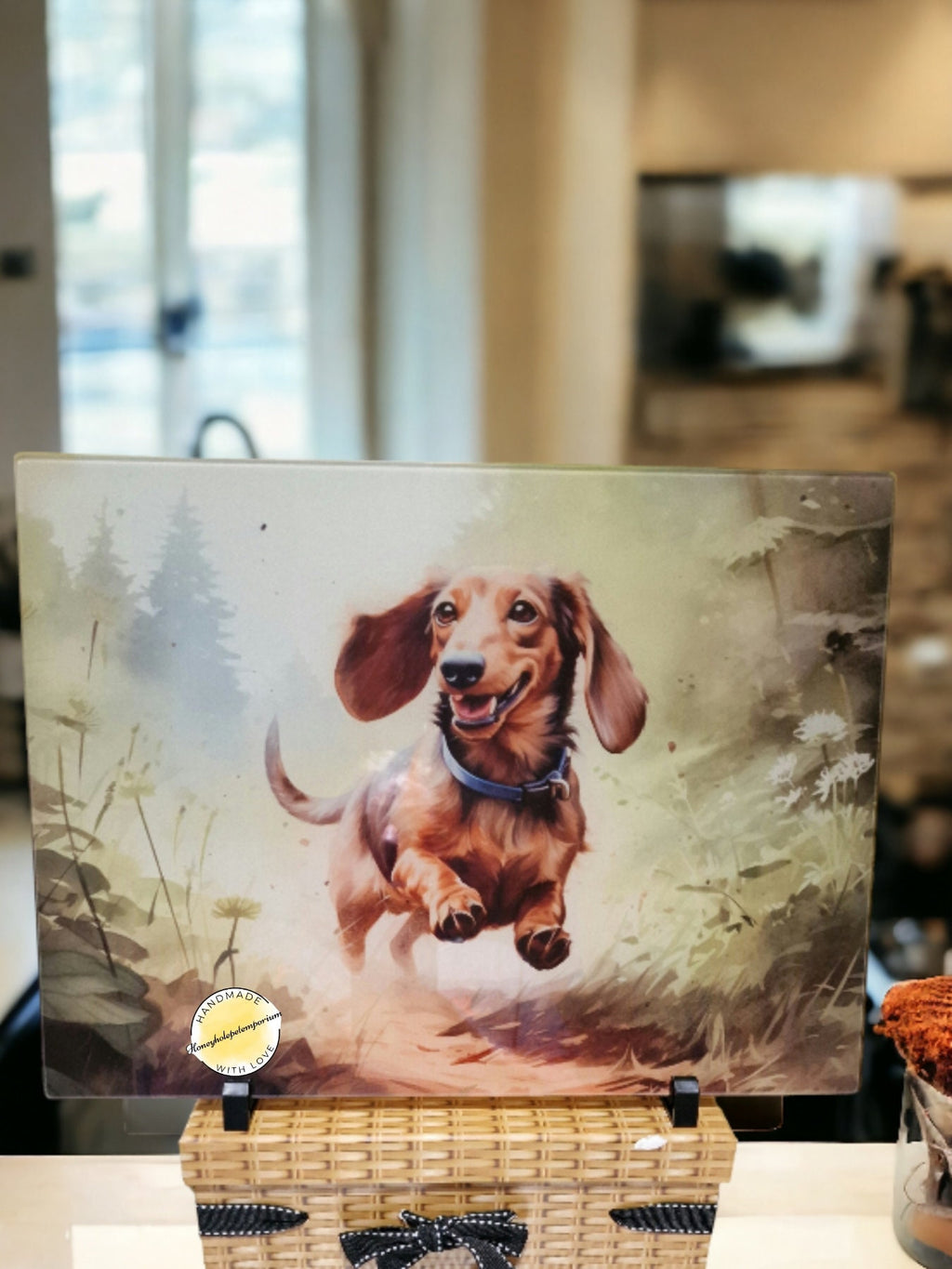 Dachshund Glass Chopping Board: Sausage Dog Kitchen Decor