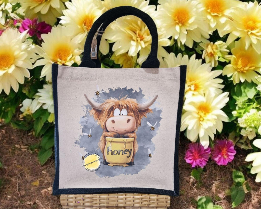 Highland Cow Honey Pot Tote Bag – Scottish Canvas Shopper